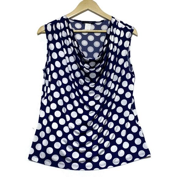 Jennie and Maris Top Women's Size Large Pullover Sleeveless Blue w/White Dots - Picture 1 of 6